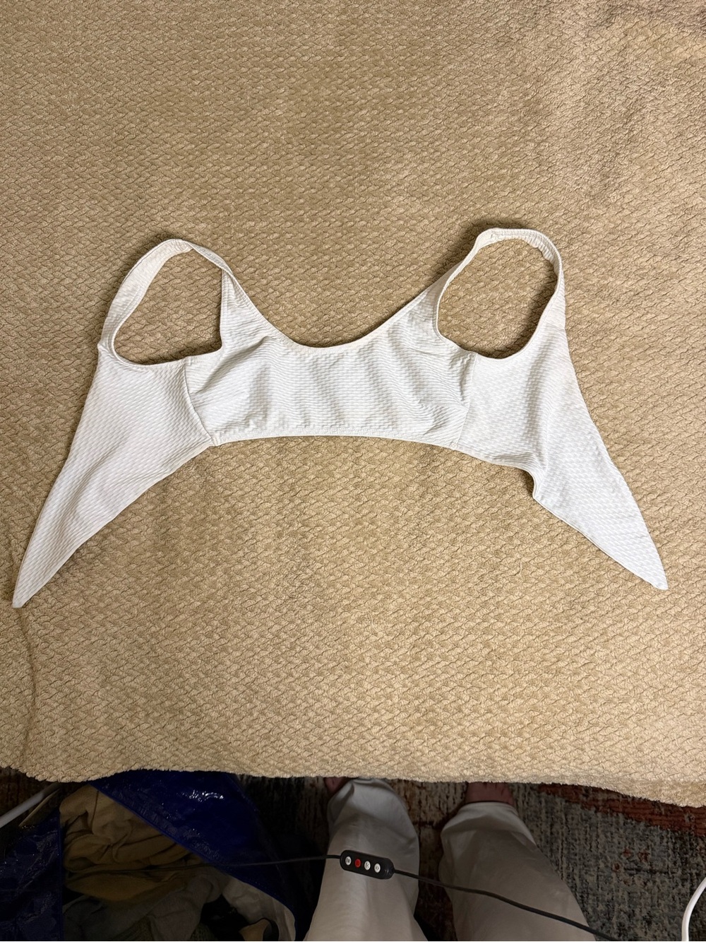 White Scoop-Back Ribbed Swim Top